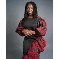 Vanessa Lycra and Red Print asymmetrical dress