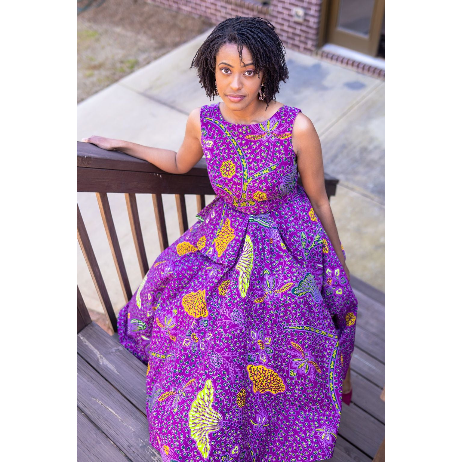 Purple Peplum African Print Dress Purple Peplum African Print Dress