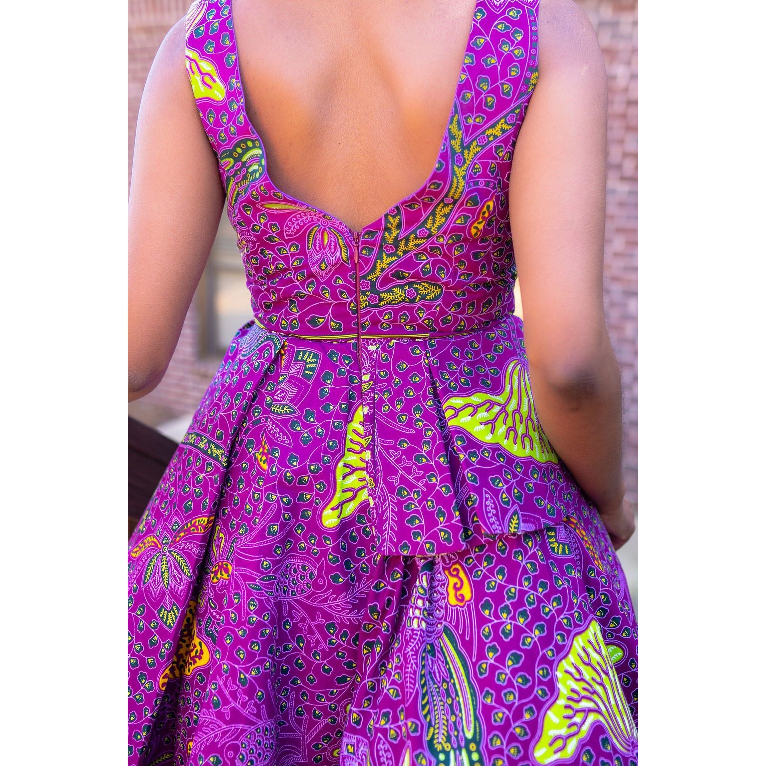 Purple Peplum African Print Dress Purple Peplum African Print Dress