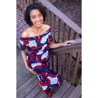 Akua print off-shoulder midi dress