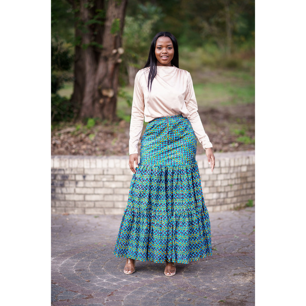 Limitless African Print Maxi Skirt with Pockets - XS