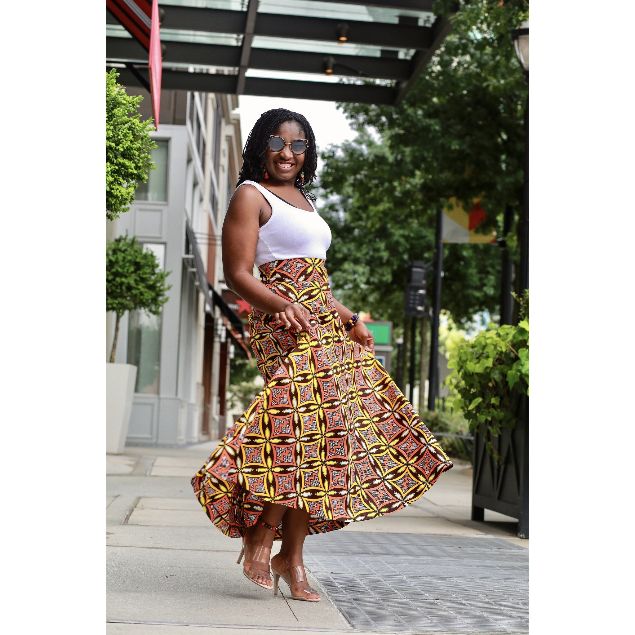 Limitless African Print Maxi Skirt with Pockets - XS