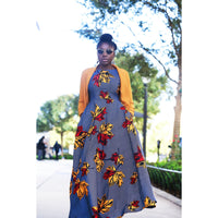 Colored leaves African print Maxi dress
