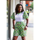 Green Shirt Collar Midi African Print Dress Awura's Wardrobe Green Shirt Collar Midi African Print Dress Awura's Wardrobe