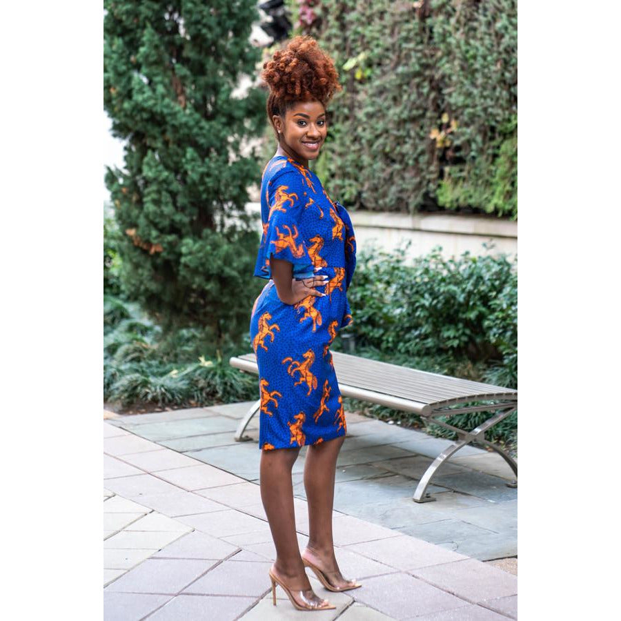 One Shoulder Modern African Print Silk dress